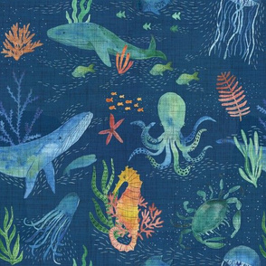 Medium scale - Sea creatures - navy