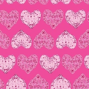 Ornate Floral Love Hearts - Hot Pink - 8 inch