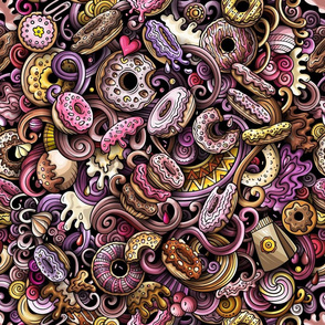 Cartoon Donut Fabric, Wallpaper and Home Decor | Spoonflower