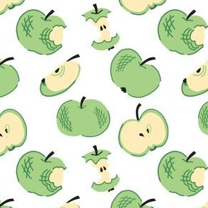 Green apples on white background