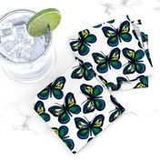 Watercolor green butterflies