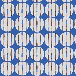 Retro batik circles blue - medium scale