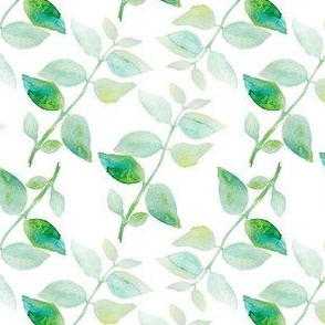 Green watercolor leaves pattern.