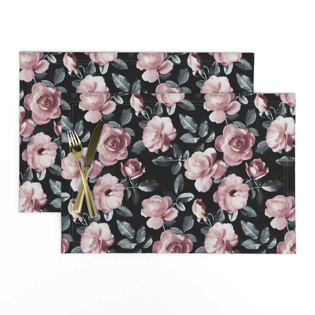 Old Fashioned Moody Roses in Dusty Pink and Grey - large