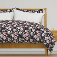 Old Fashioned Moody Roses in Dusty Pink and Grey - large