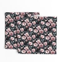 Old Fashioned Moody Roses in Dusty Pink and Grey - large