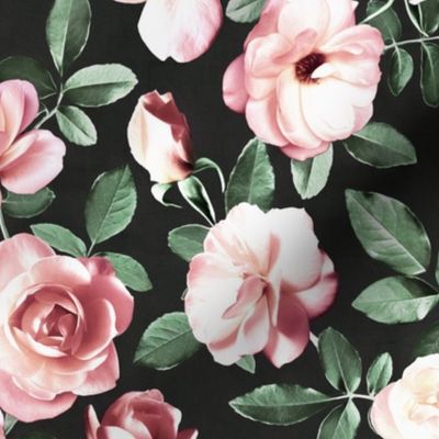 Sweet Pink Roses with Hunter Green Leaves - large