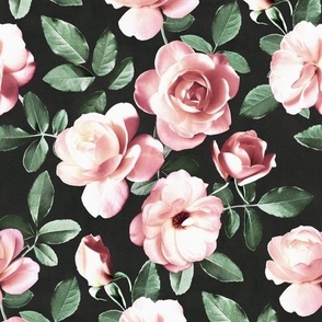 Sweet Pink Roses with Hunter Green Leaves - large