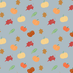 Fall Pumpkin Pattern on Gray