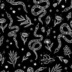 mystic snakes on a black background