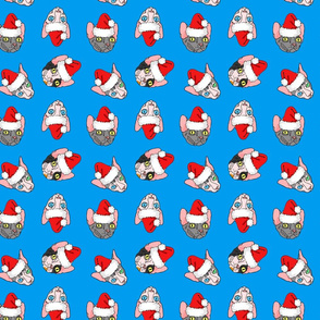 christmas sphynx ditsy on blue small