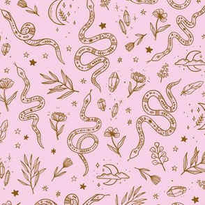 gold snakes on a pink
