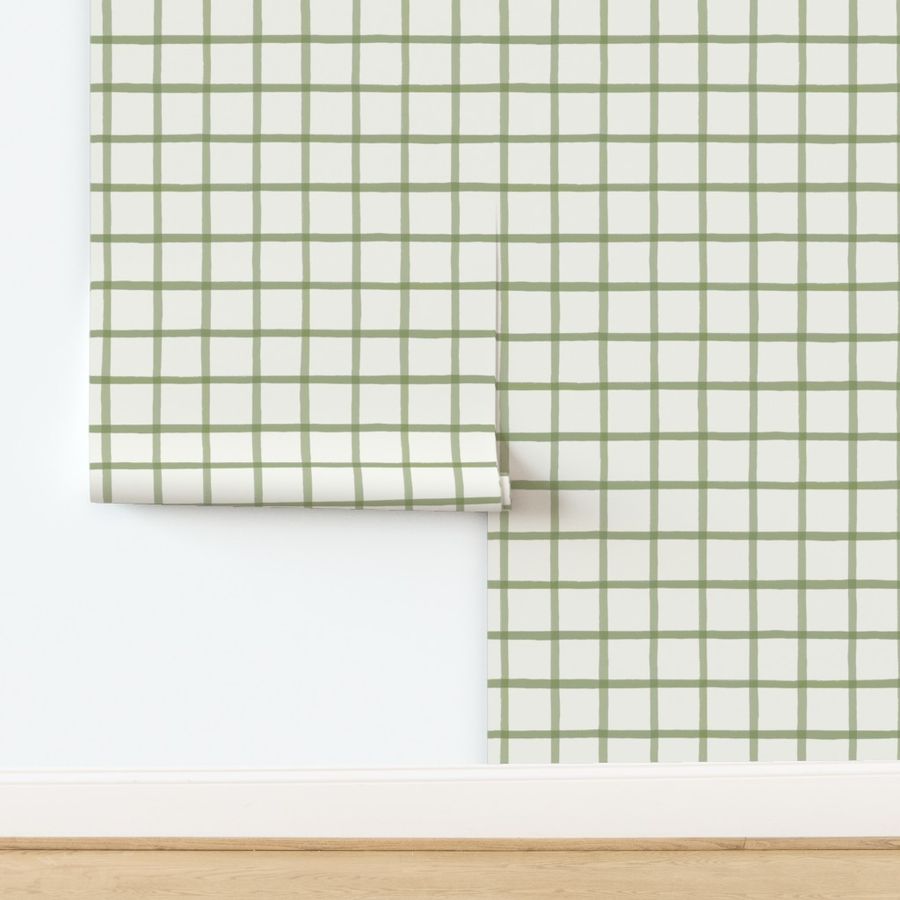 Window Pane Plaid Olive on Cream