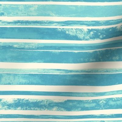 Perfect Cyan Watercolor Stripes 