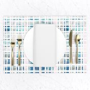 Modern Plaid Watercolor Squares - Blue