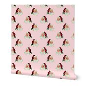 Pink Plaid Santa Vintage Girl Christmas Santa