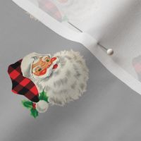 Pale Silver Plaid Santa Vintage Christmas