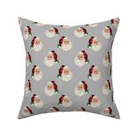 Pale Silver Plaid Santa Vintage Christmas