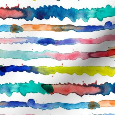 Artful watercolor lines Multicolored Blue