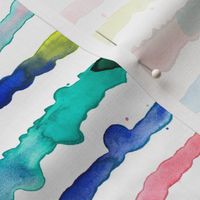 Artful watercolor lines Multicolored Blue