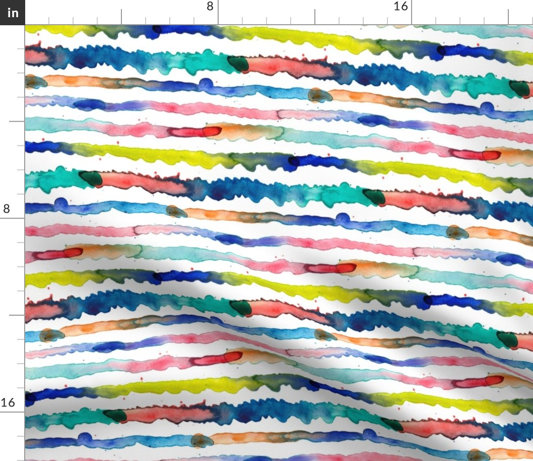 Artful watercolor lines Multicolored Blue