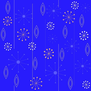 Mid-Century Snowflakes Blue