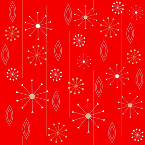 Mid-Century Snowflakes Red