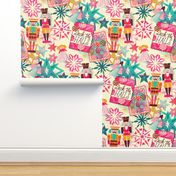 deck the halls // colorful Xmas teal // medium scale