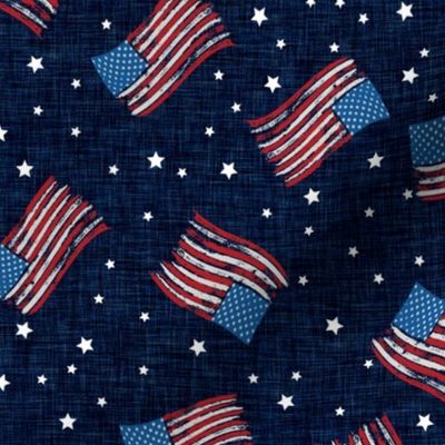 Linen Flags USA United States of America Fourth of July Independence Day 
