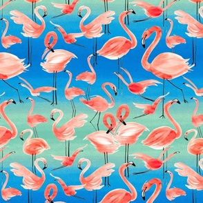 Summer flamingo sunset Safari wallpaper Pink Blue