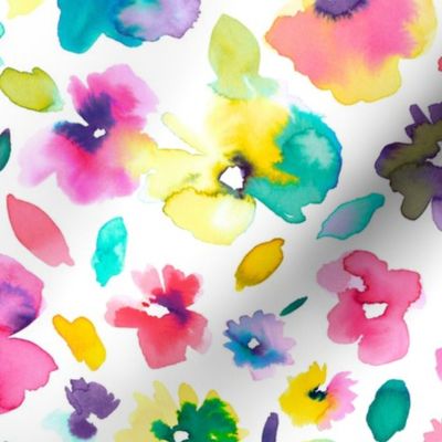 Tropical hawaian flowers watercolor Multicolor 