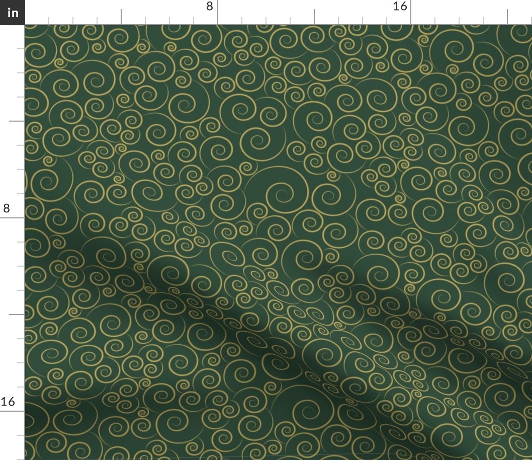 christmas spirals - zen spirals green and gold