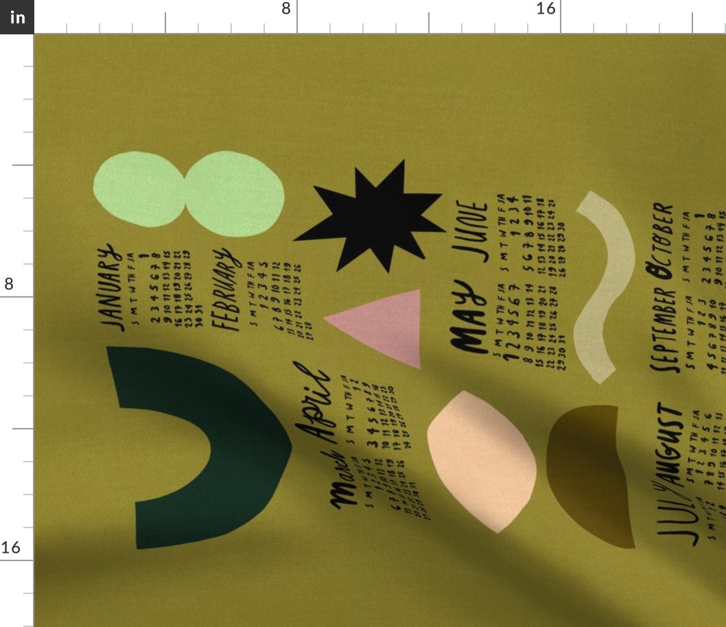2022 Calendar - Abstract Shapes Olive