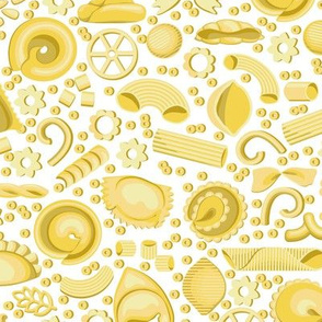 Italian pasta. Forty varieties on white background