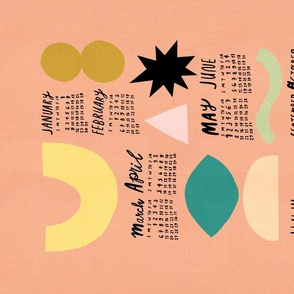 2022 Calendar - Abstract Shapes Peach