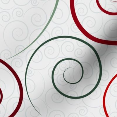 christmas spirals - spiral dance green, red and silver