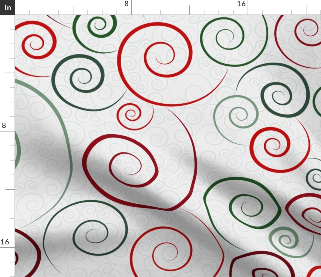 christmas spirals - spiral dance green, red and silver