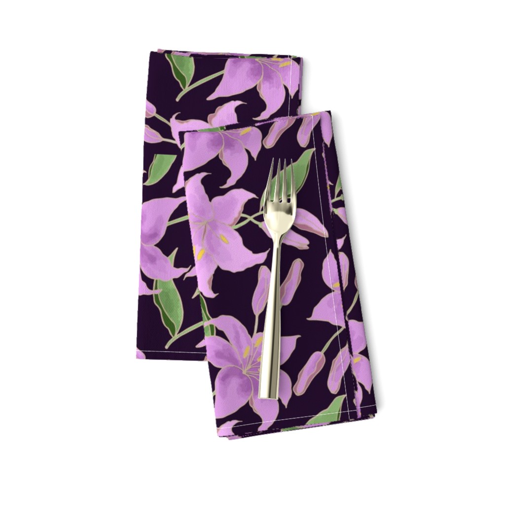 Lilly flower in violet, hand drawn floral design for luxury home