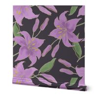 Lilly flower in violet, hand drawn floral design for luxury home