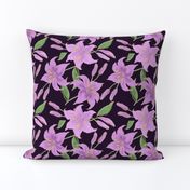Lilly flower in violet, hand drawn floral design for luxury home