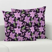 Lilly flower in violet, hand drawn floral design for luxury home