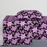 Lilly flower in violet, hand drawn floral design for luxury home