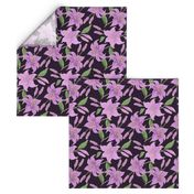 Lilly flower in violet, hand drawn floral design for luxury home