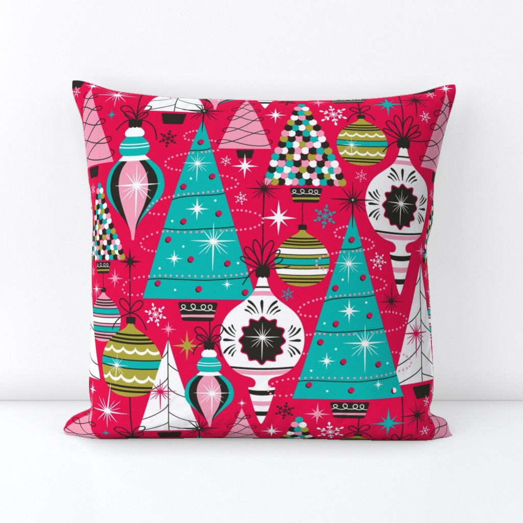 Deck The Halls - Maximalist Christmas Pink Retro Multi Large Scale