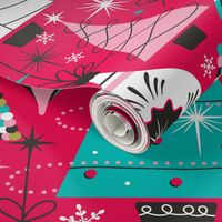 Deck The Halls - Maximalist Christmas Pink Retro Multi Large Scale