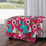 Deck The Halls - Maximalist Christmas Pink Retro Multi Large Scale