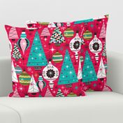 Deck The Halls - Maximalist Christmas Pink Retro Multi Large Scale