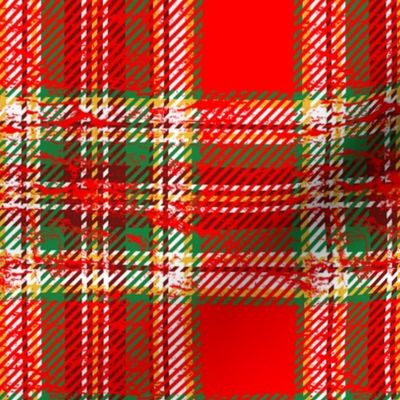 worn christmas plaid red with white