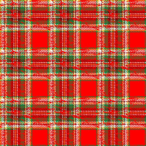 worn christmas plaid red with white