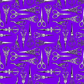 vintage scissors white on purple